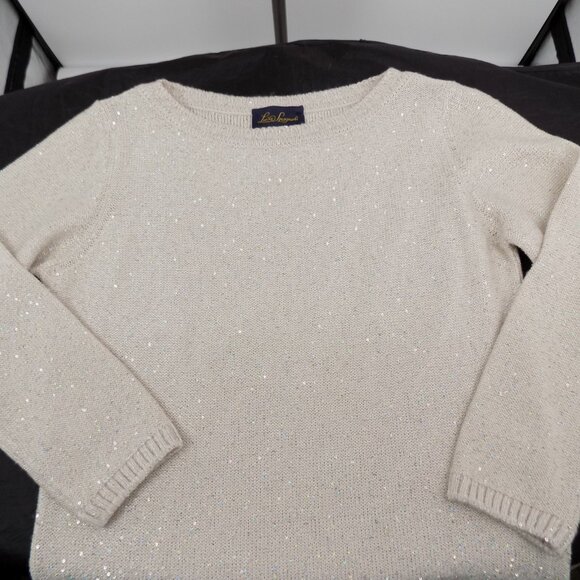 Luisa Spagnoli Women Beige Knitted Sweater Pullover Sequins Made in Italy Size S - Picture 5 of 9